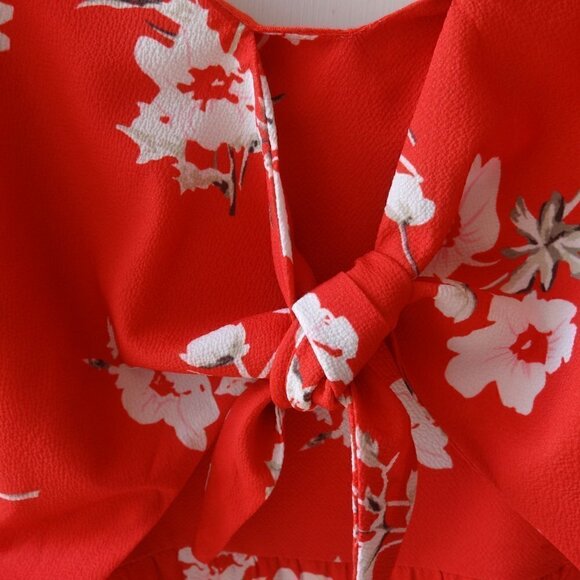 Echowish XL mini dress NWT spaghetti straps tie front elastic back red/white - Picture 9 of 9